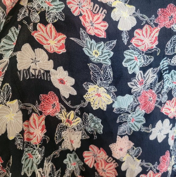 Zadig & Voltaire Tifany Top Flowers Print Blouse Size Small - Picture 8 of 9